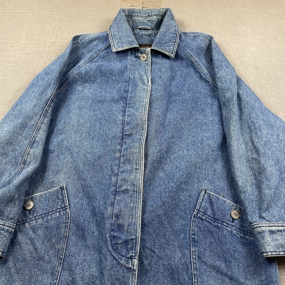 Vintage Eddie Bauer Jacket Womens Large Denim Coat Chore Barn Button Up - Picture 4 of 15